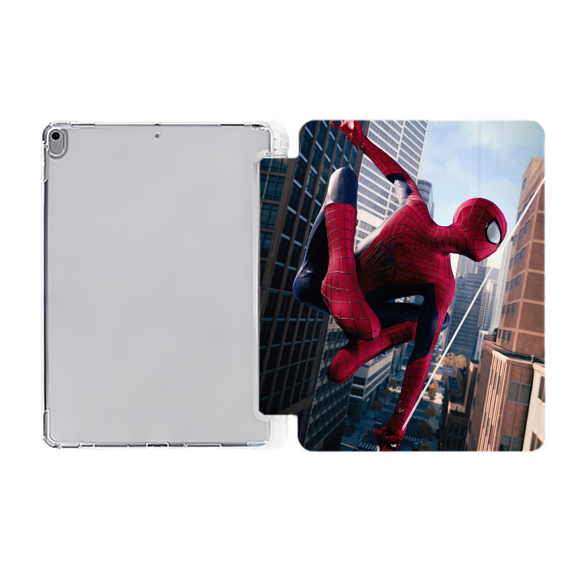 （画像用） Spider Man スパイダーマン IPad ケース ペン収納付き 三つ折りスタンド PUレザー×シリコン 対応機種9.5/10.5/10.9インチ